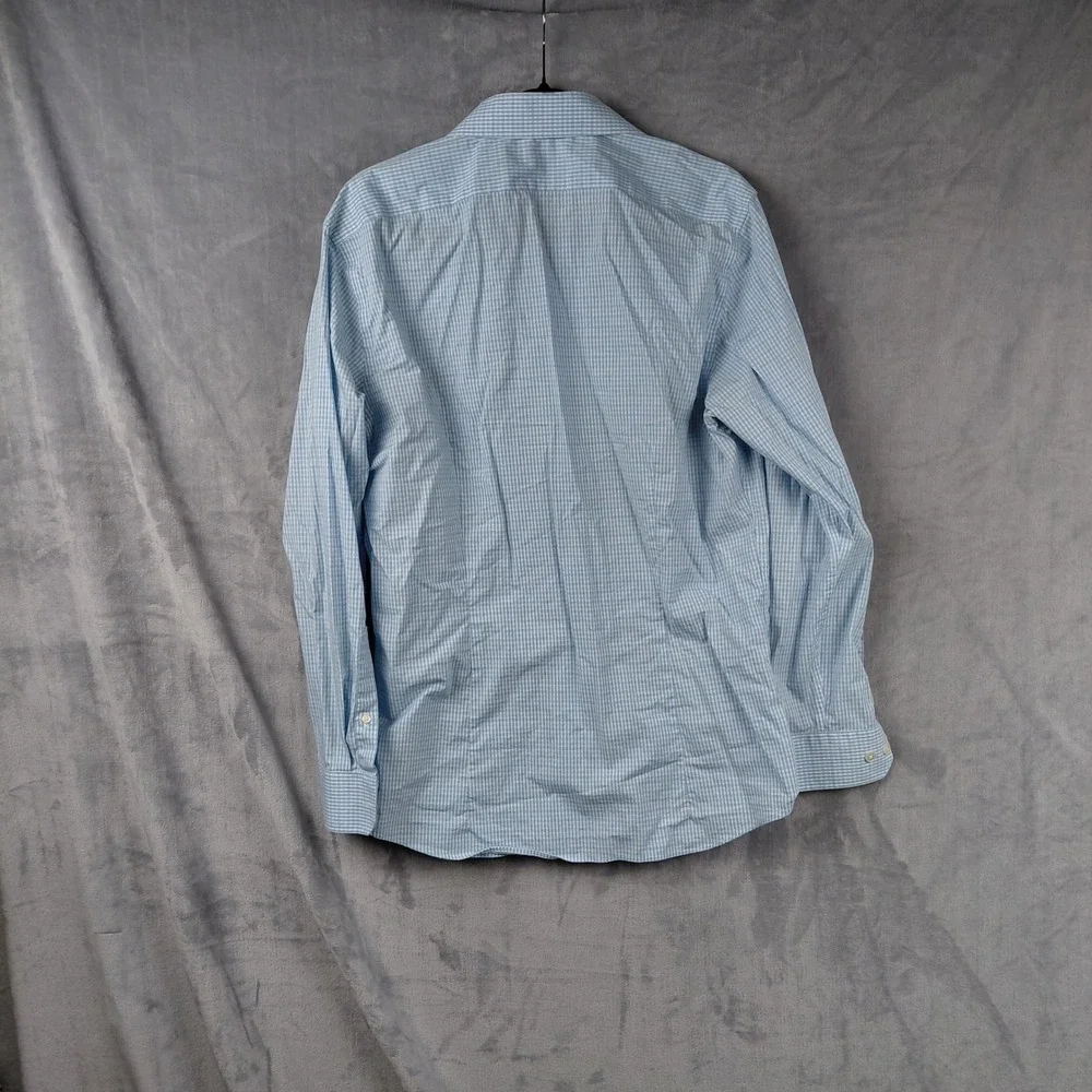 Banana‎ Republic Mens Athletic Fit Gingham Shirt Blue White Wrinkle Resistant M